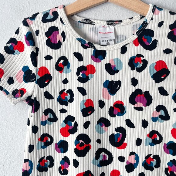 Hanna Andersson Drop Needle Rib Dress Colorful Leopard 8 (130) - Picture 4 of 9